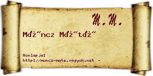 Müncz Máté névjegykártya